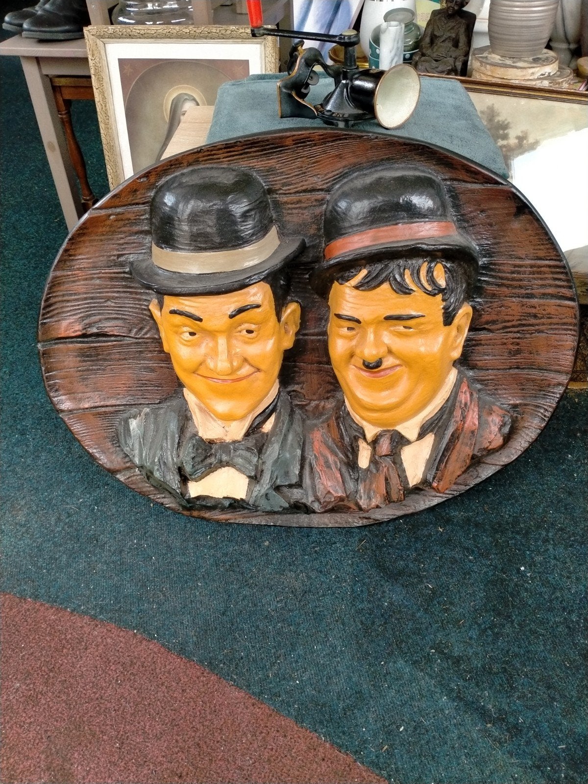Wandhanger v Laurel en hardy, Verzamelen, Beelden en Beeldjes, Ophalen of Verzenden