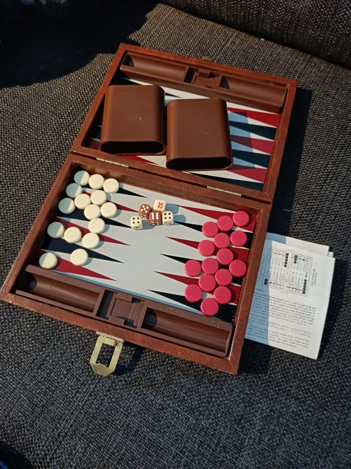 Backgammon Deluxe Koffer - Compleet Reisspel, Een of twee spelers, Ophalen of Verzenden, Zo goed als nieuw, Reisspel