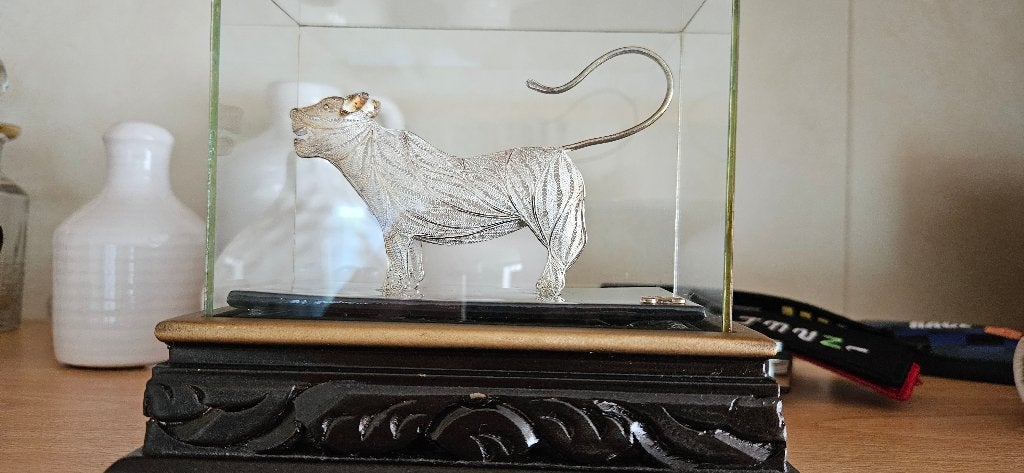 Zilveren tijger filigrein collectable, Ophalen of Verzenden, Zilver
