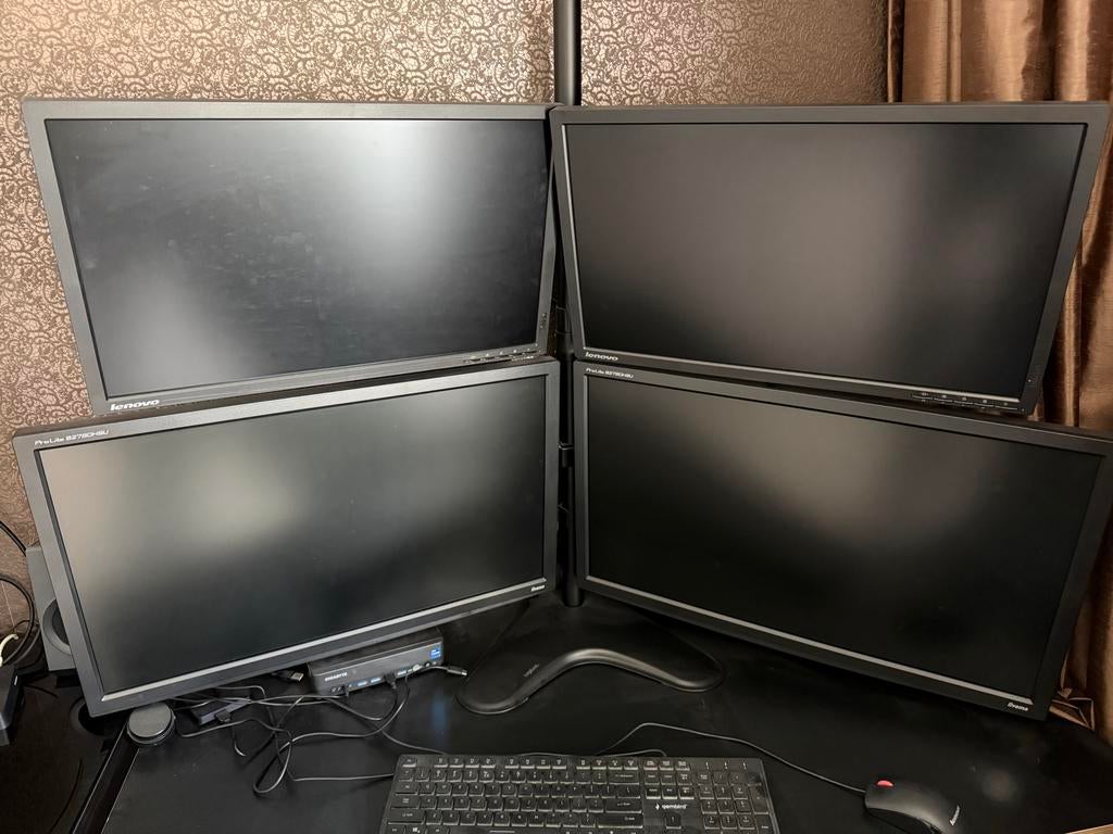 4 monitoren/beeldschermen met monitoren steun, Ophalen, IPS, Full HD, 60 Hz of minder