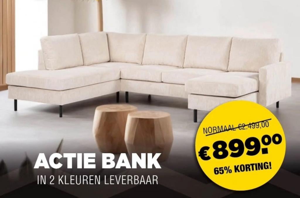 Hoekbank in lichte kleur, Huis en Inrichting, Banken | Bankstellen, Ophalen, Gebruikt, Vierpersoons of meer