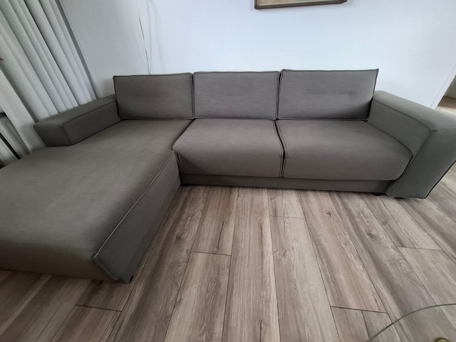 Mosgroene Hoekbank - Zo goed als nieuw, Ophalen, 250 tot 300 cm, Hoekbank, Zo goed als nieuw