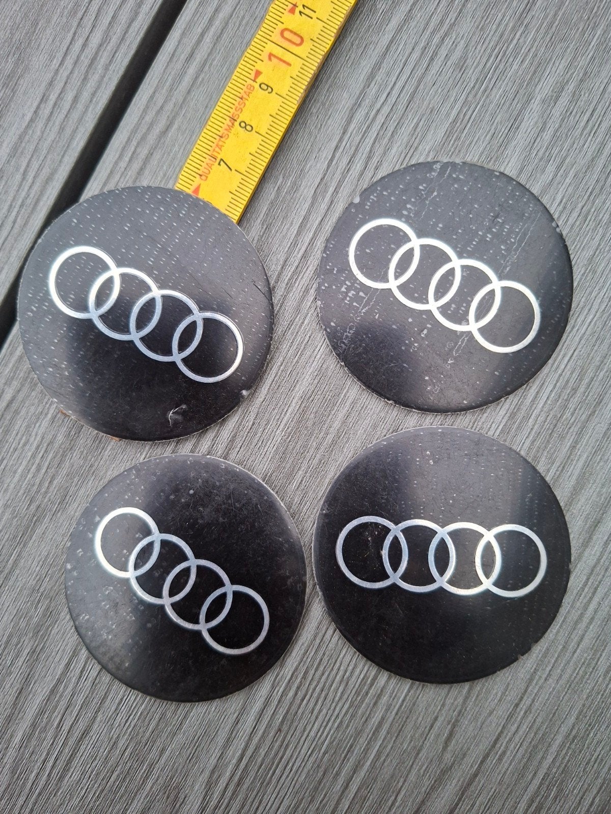 4x Zwarte Naafdop Stickers voor Audi Velgen, Auto diversen, Wieldoppen, Ophalen of Verzenden, Gebruikt