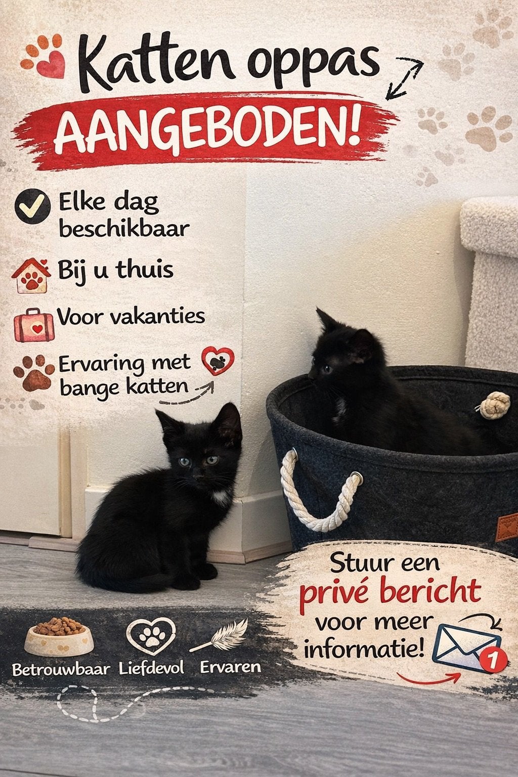 Katten oppas aangeboden, Ophalen