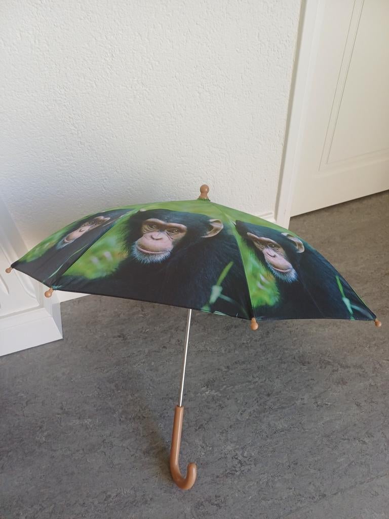 Kinderparaplu met apenprint, Sieraden, Tassen en Uiterlijk, Paraplu's, Ophalen of Verzenden, Gebruikt, Overige kleuren