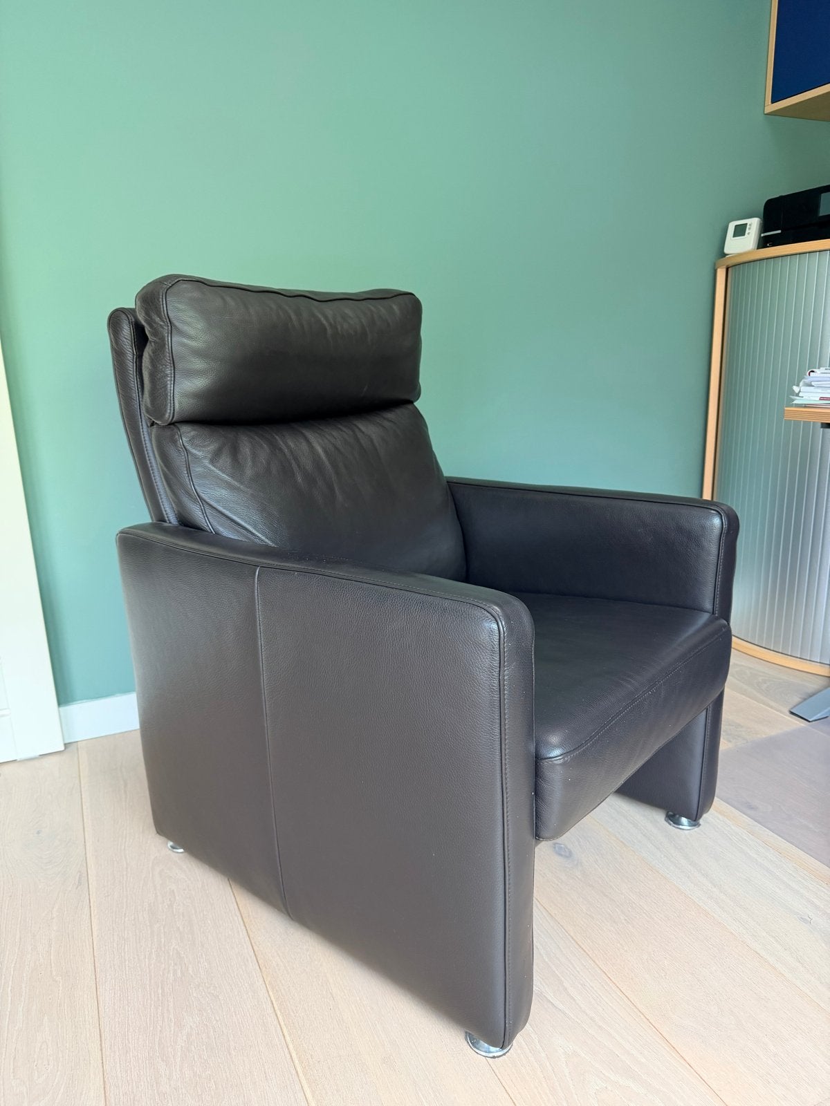 Leren fauteuil van Schillig, donkerbruin, Gebruikt, Prachtig, Minder dan 75 cm, Leer
