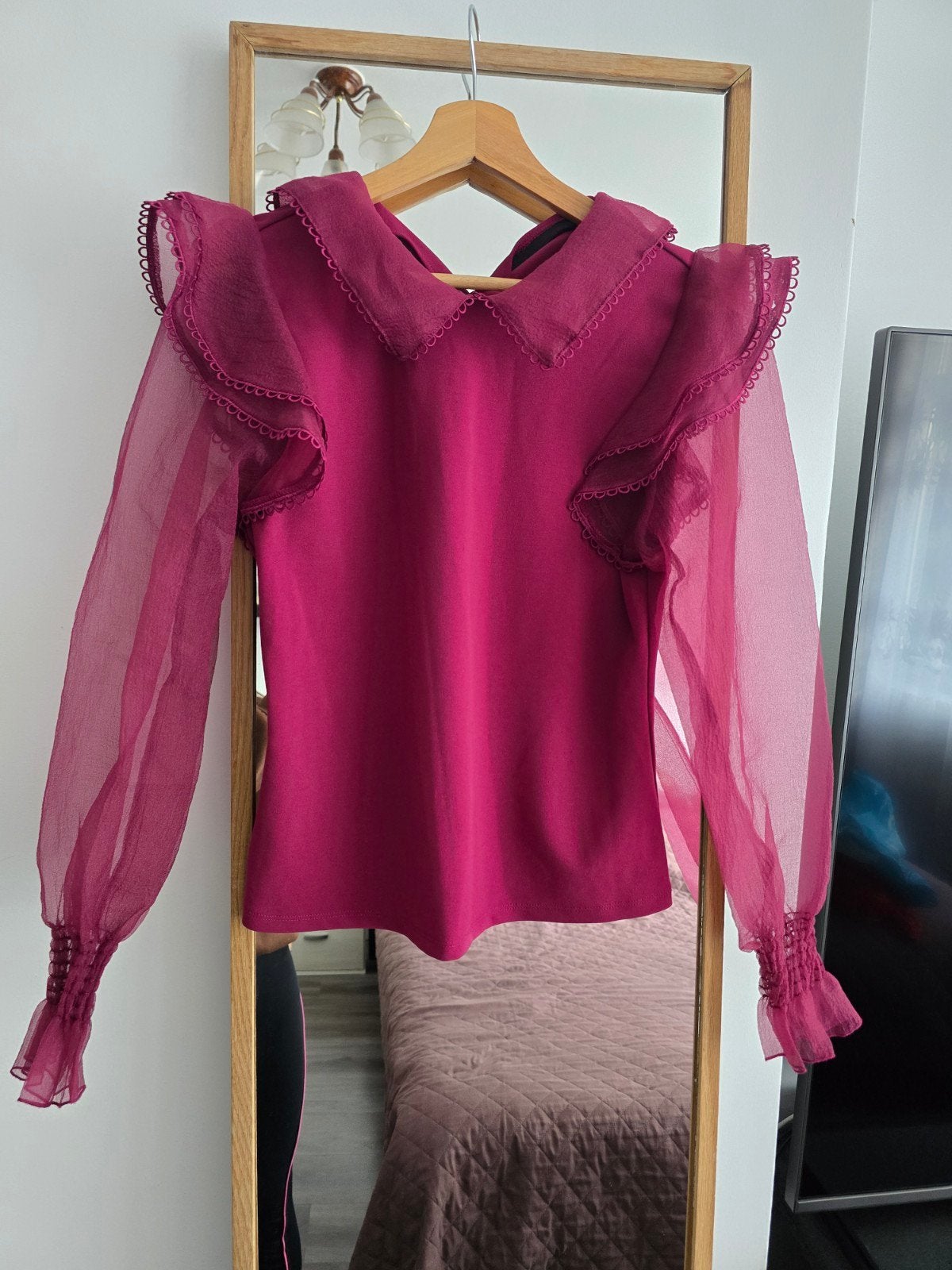 Marc New York Andrew Marc Sheer Sleeve Ruffle, Kleding | Dames, Blouses en Tunieken, Ophalen of Verzenden, Nieuw, Maat 34 (XS) of kleiner