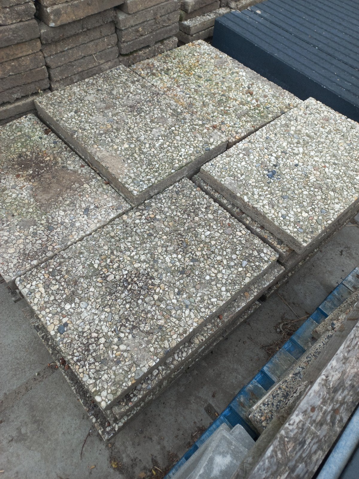 37 stuks grindtegels 60x40 cm, Tuin en Terras, Tegels en Klinkers, Ophalen, Gebruikt, 10 m² of meer, Beton