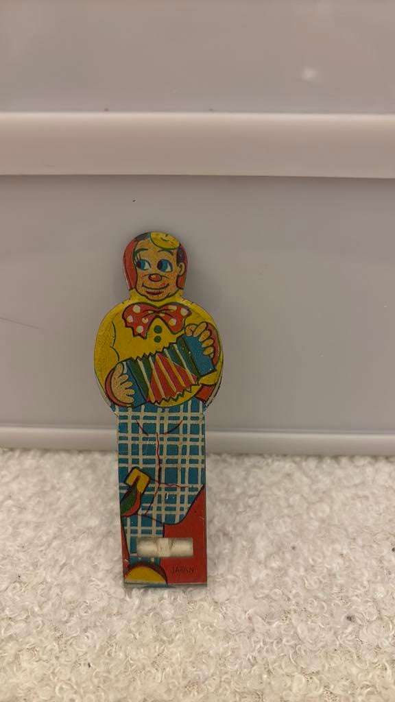 Blikken fluitje clown Japan, Antiek en Kunst, Antiek | Speelgoed, Ophalen of Verzenden
