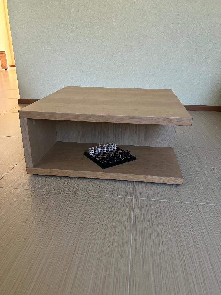 Salontafel 80 x 80 cm blank eiken, Ophalen, Gebruikt, Minder dan 50 cm, 50 tot 100 cm
