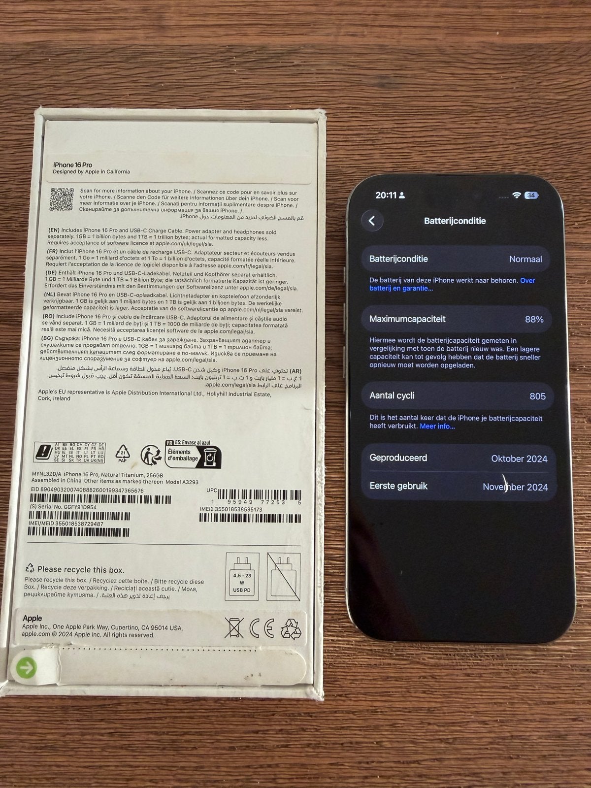 iPhone 16 Pro 256GB - titanium, Zo goed als nieuw, Zonder simlock, Zonder abonnement, Ophalen