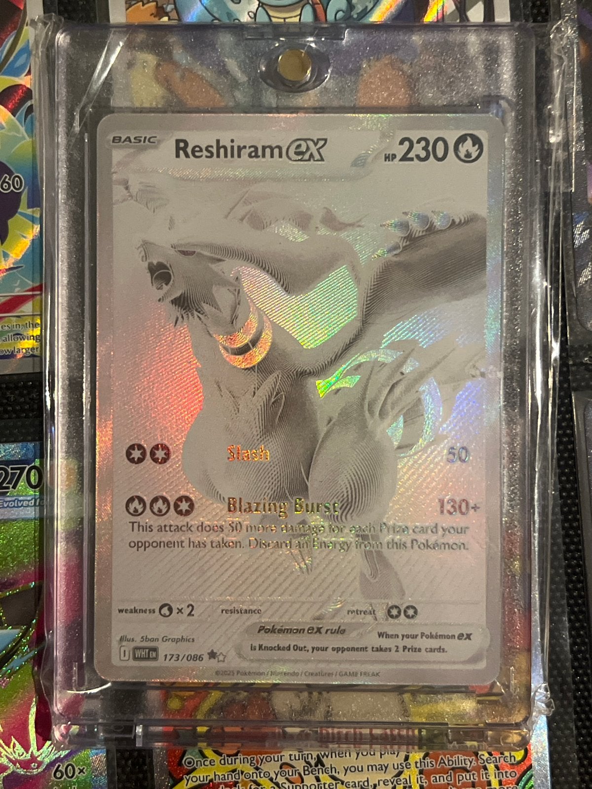 Engelse Reshiram EX Pokémon kaart - Full Art, Ophalen of Verzenden, Zo goed als nieuw, Losse kaart, Foil