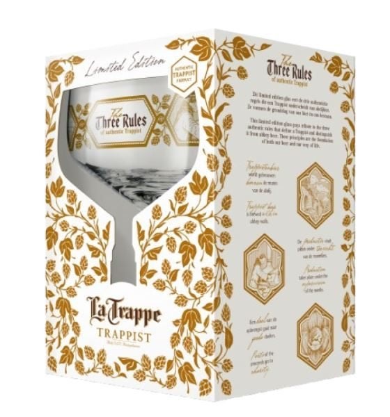 6 Nieuwe La Trappe The Three Rules glazen Limited Edition, Verzamelen, Biermerken, Ophalen of Verzenden, Nieuw, Flesje(s), La Trappe
