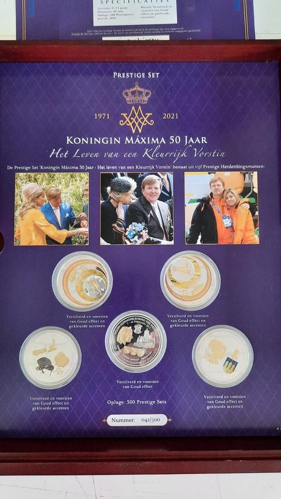 Edelcollectie Koningin Máxima 50 jaar - Verzilverd Set, Koningin Beatrix, Overige waardes, Geboorte of Huwelijk, Verzenden