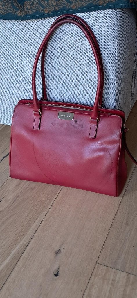 Red leather handbag - Italian fashion Brand Coccinelle, Ophalen, Zo goed als nieuw, Rood, Handtas