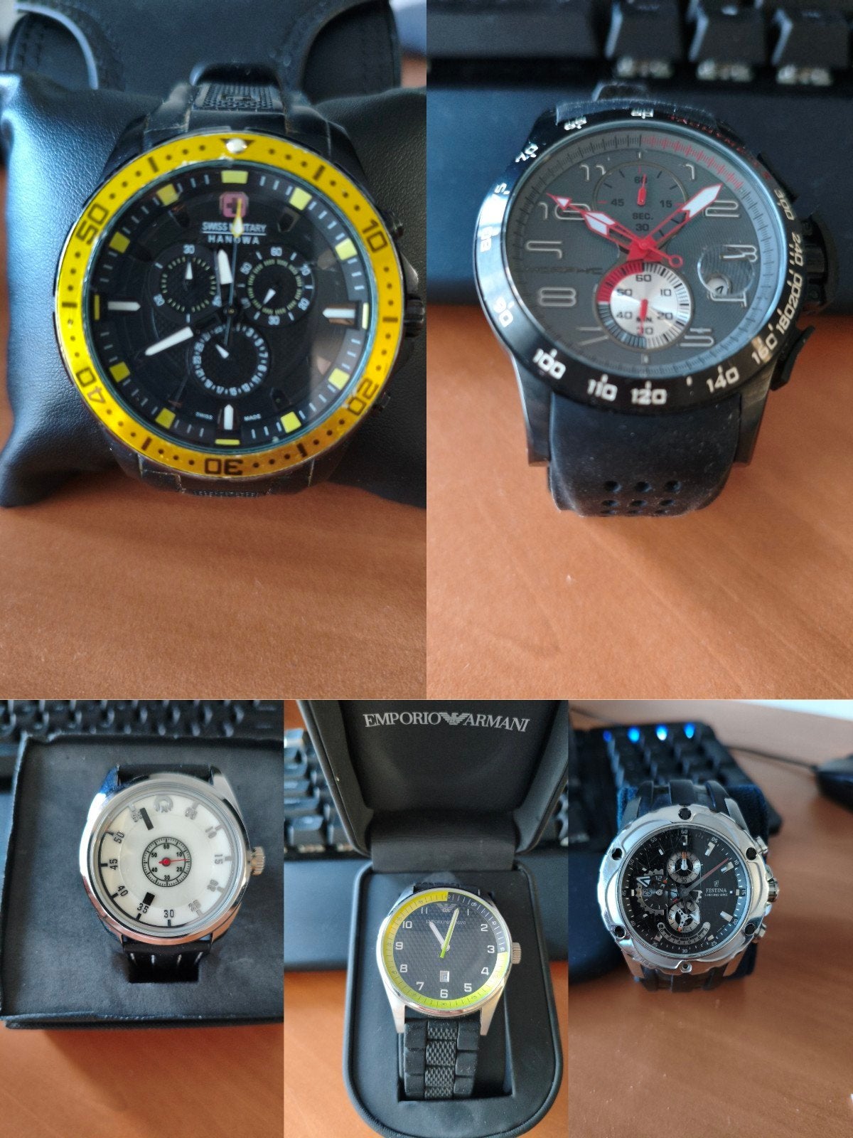 Vijf Herenhorloges: Swiss Military, Armani, Festina en meer, Sieraden, Tassen en Uiterlijk, Horloges | Heren, Overige merken, Staal