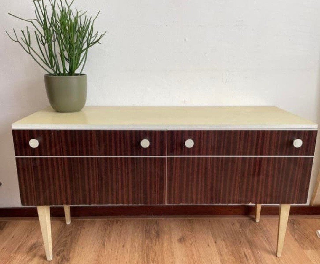 Leuk vintage mid-century dressoir / kastje retro, Ophalen, Gebruikt, 100 tot 150 cm, Vintage, Retro