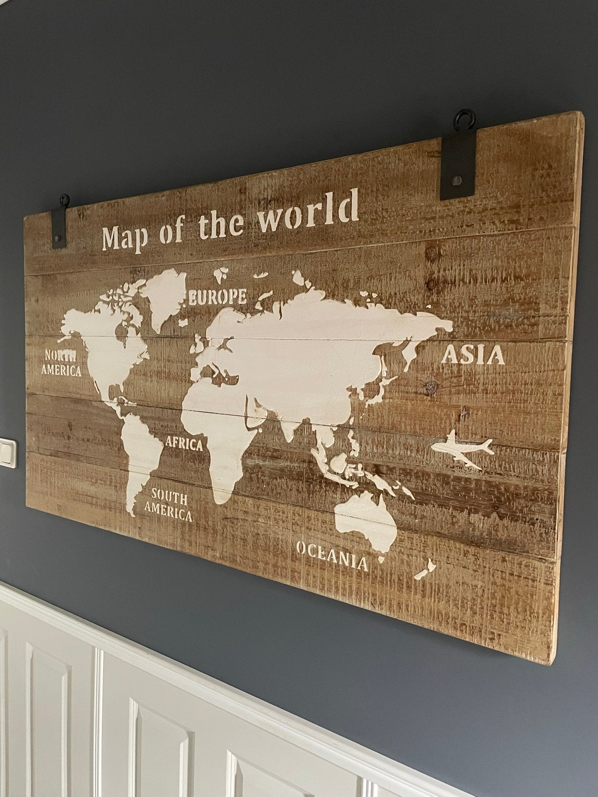Houten Wereldkaart Wanddecoratie - Vintage Stijl, Ophalen, Gebruikt, Hout, Vintage