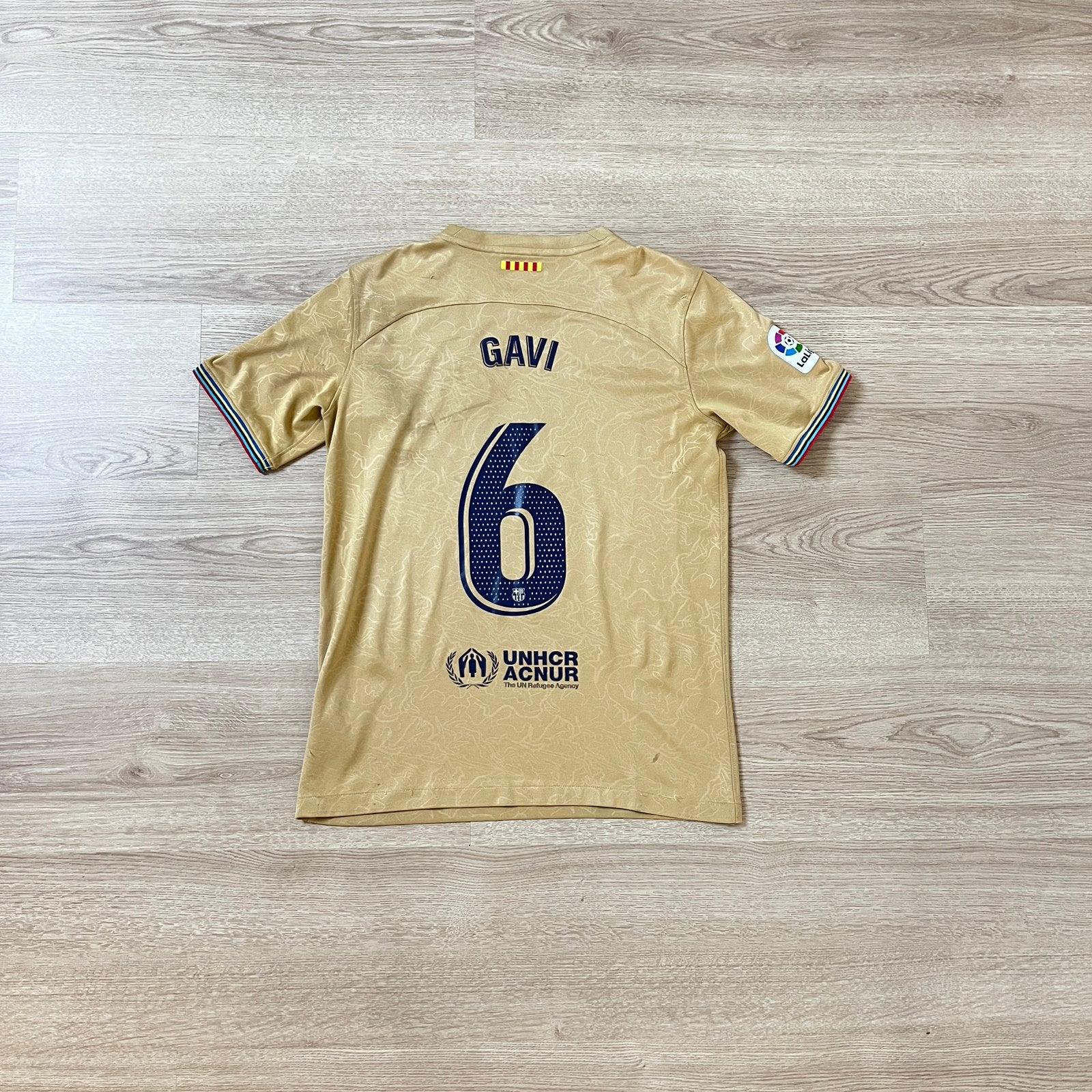 Gavi FC Barcelona XL Kids Authentiek Nike Goud, Maat XL, Ophalen of Verzenden, Zo goed als nieuw, Shirt