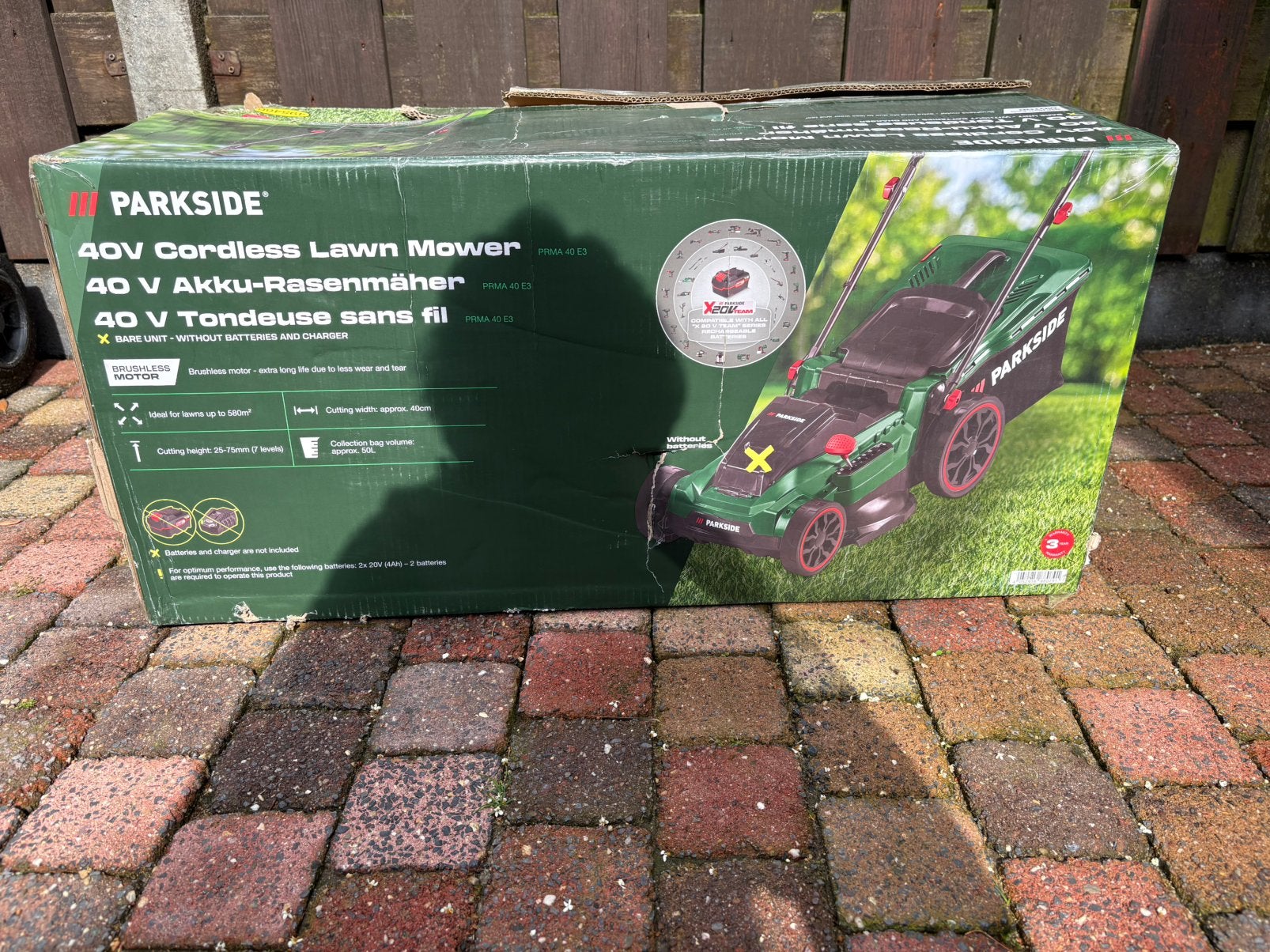 Parkside Accu-grasmaaier 40 V zonder accu's en lader 800 m², Ophalen, Nieuw