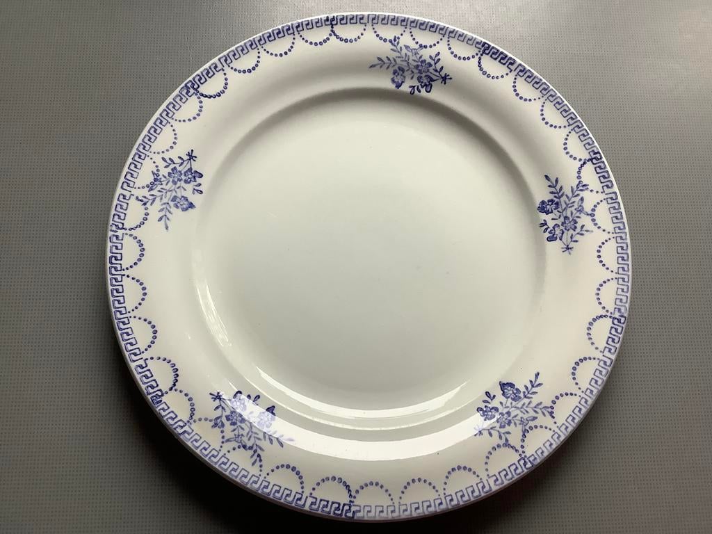 vintage Céranord Saint Amand Semi Vitrifié ontbijtbord blauw, Antiek en Kunst, Antiek | Servies los, Ophalen of Verzenden