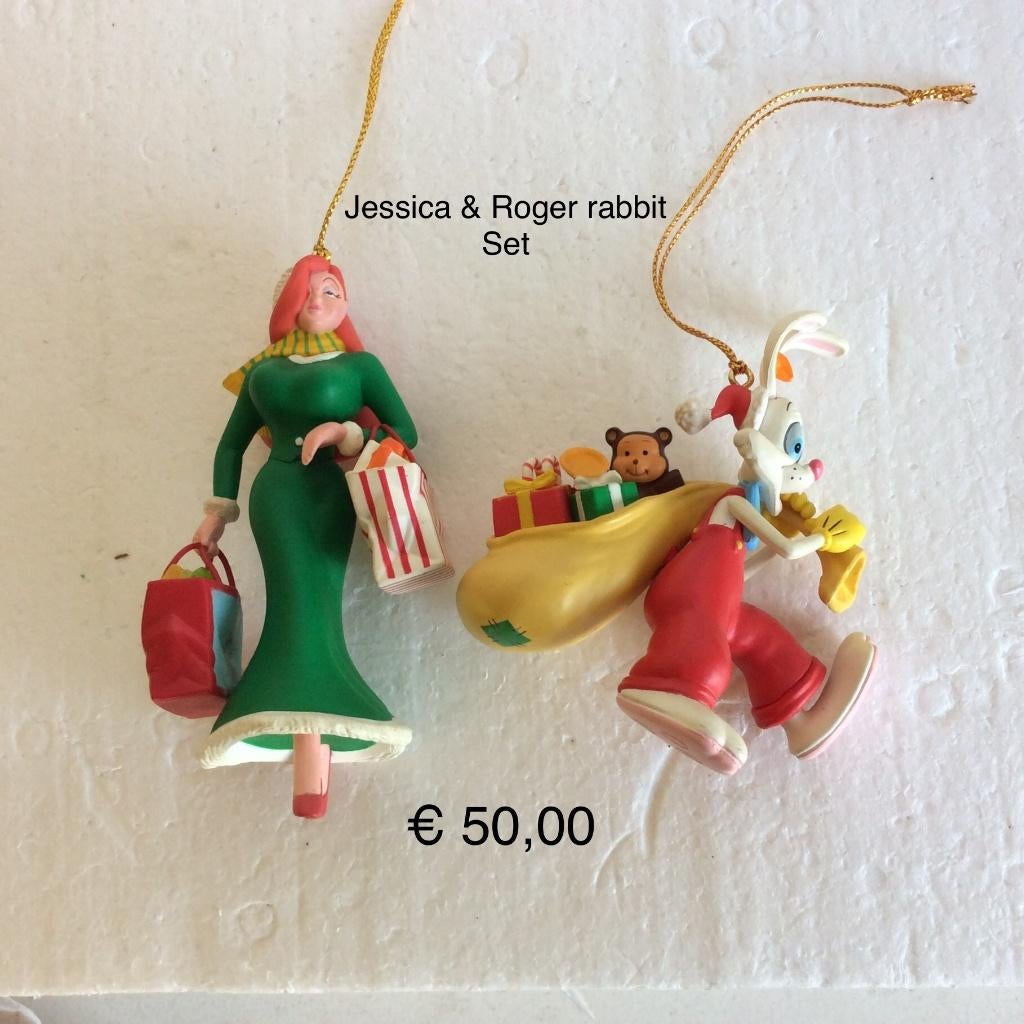 Disney ornamenten set van 2 : jessica en roger rabbit, Verzamelen, Ophalen, Overige figuren, Zo goed als nieuw, Beeldje of Figuurtje