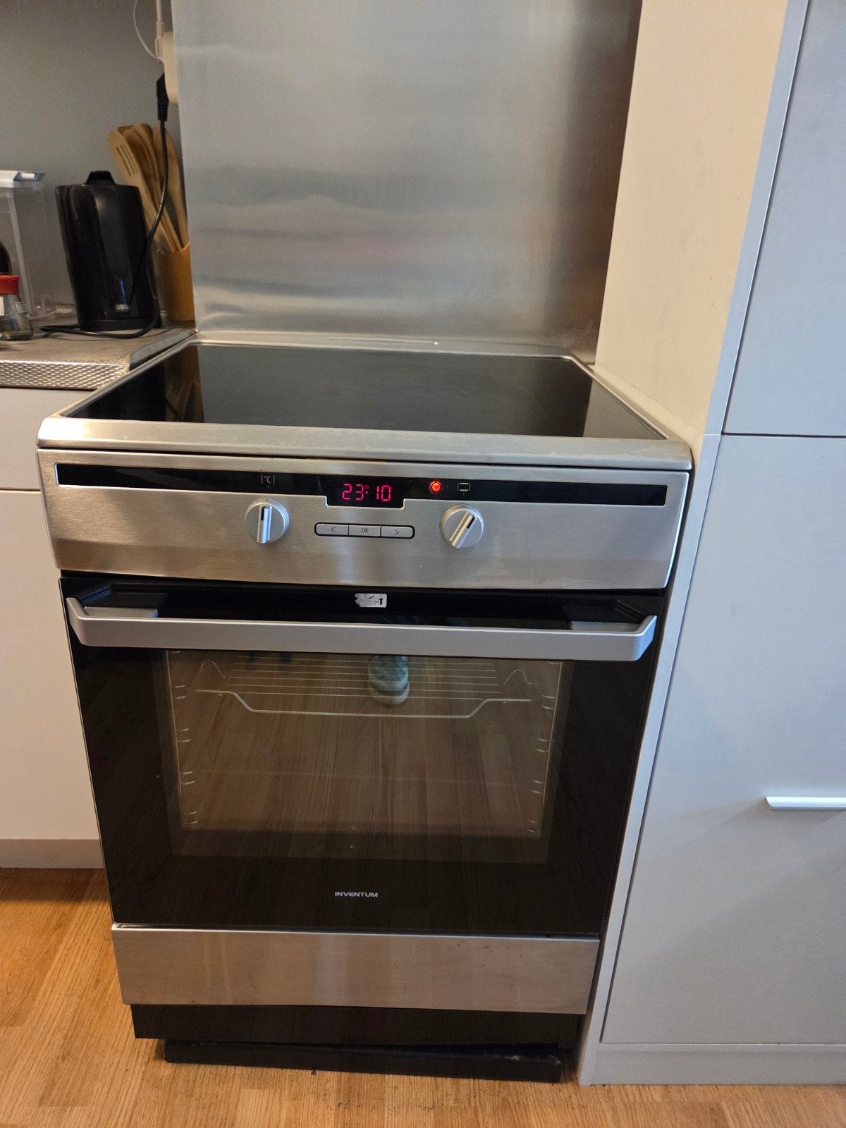 Inventum inductiefornhuis met oven, rvs, 1 jaar oud., Ophalen, 60 cm of meer, 4 kookzones, Zo goed als nieuw
