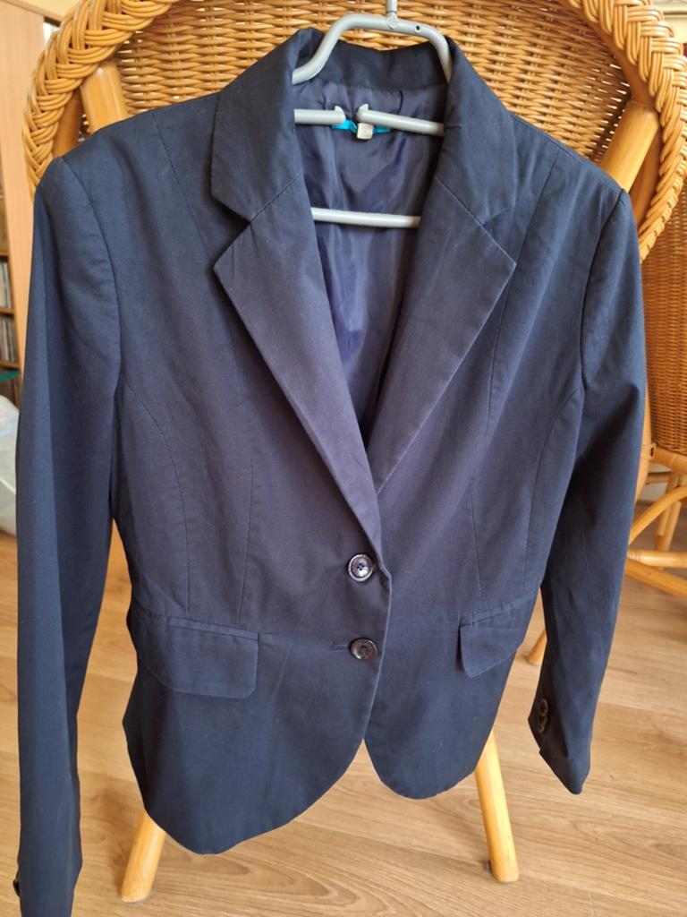 Prachtig donkerblauw dames colbertje maat 36 merk POIS, Ophalen of Verzenden, Zo goed als nieuw, Maat 36 (S), Blauw
