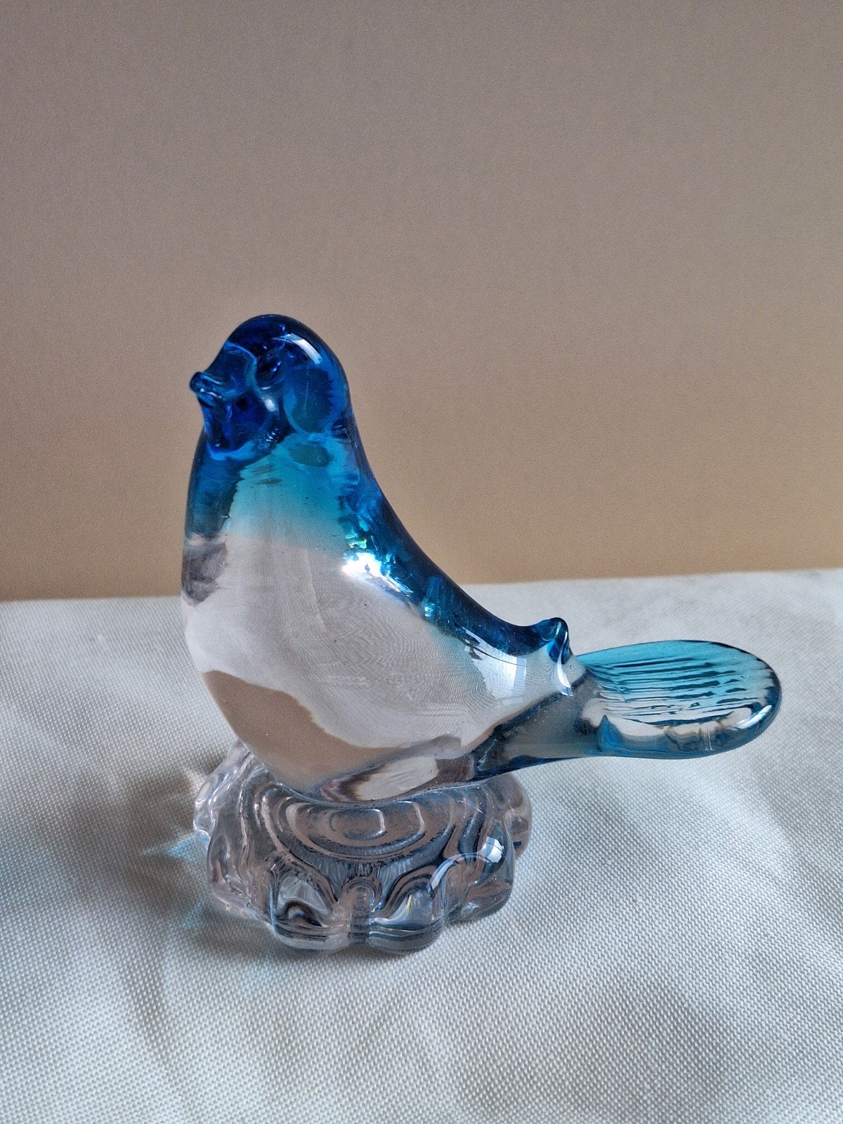 Glazen vogel blauw-wit, decoratief beeldje, Antiek en Kunst, Ophalen of Verzenden
