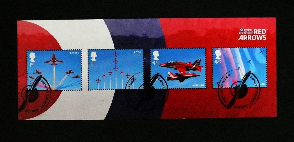 UK / Engeland 2018 RAF 100 Jaar / The Red Arrows Blok, Verzenden, Gestempeld