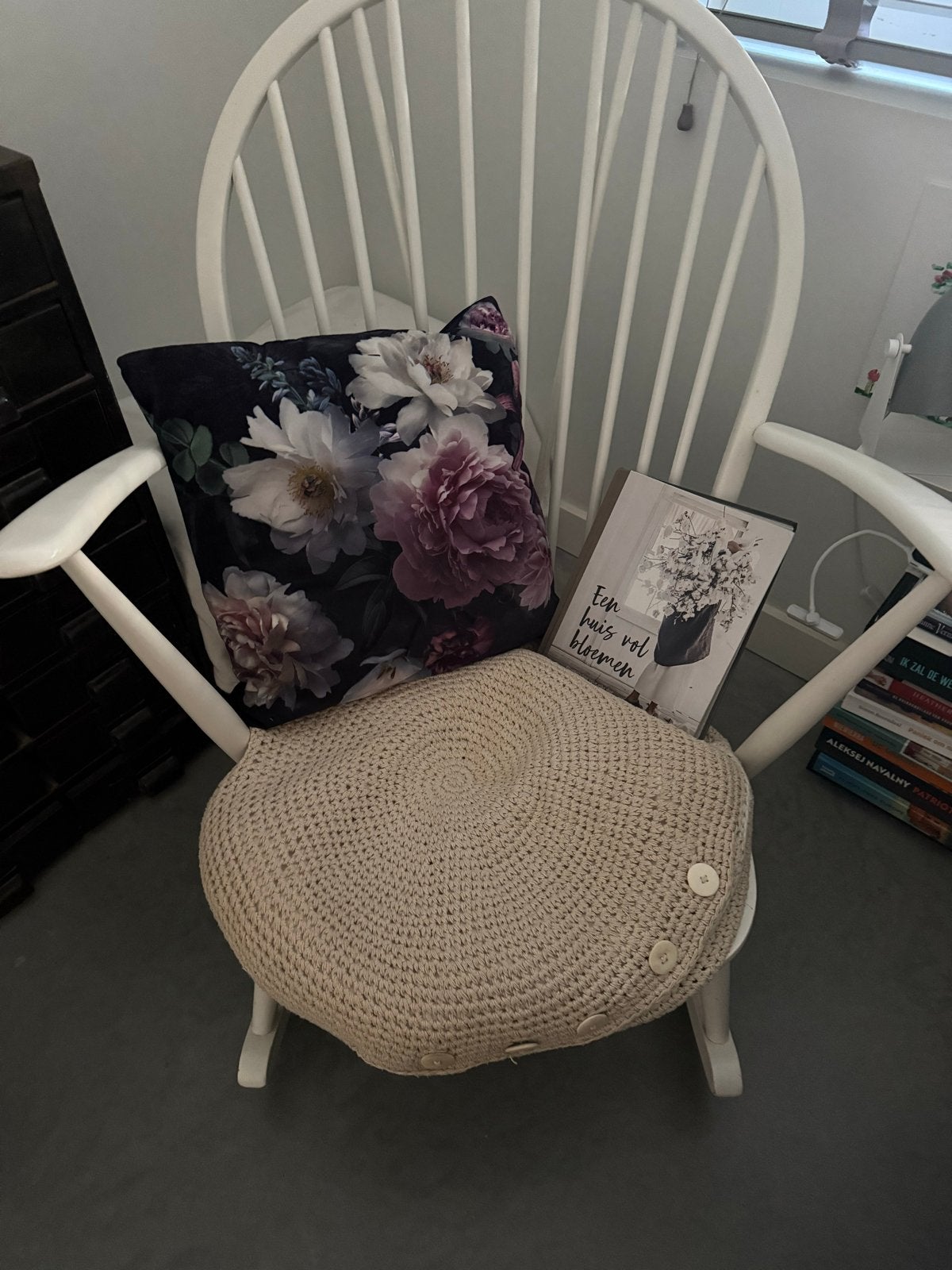 Witte houten schommelstoel, Ophalen, Gebruikt, Wit, Eén