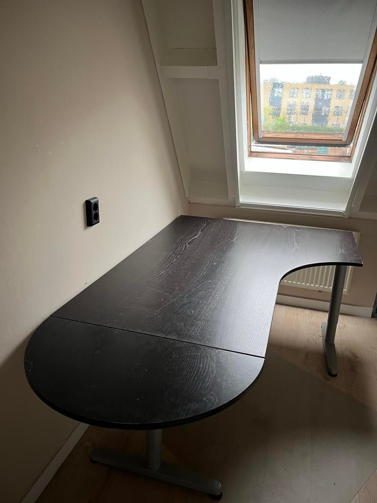 Ruim hoekbureau 2 meter breed met afneembaar zijstuk, Huis en Inrichting, Bureaus, Ophalen, Gebruikt, Spaanplaat of MDF, Hoekbureau