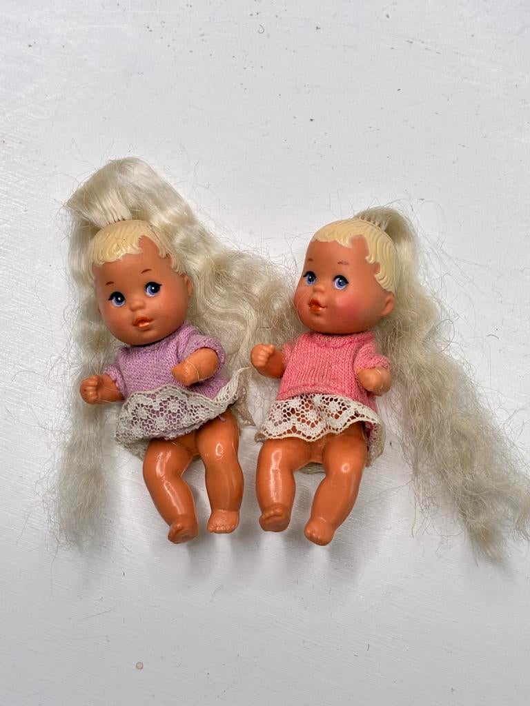 Vintage Barbie baby tweeling poppen, Ophalen of Verzenden, Gebruikt, Babypop