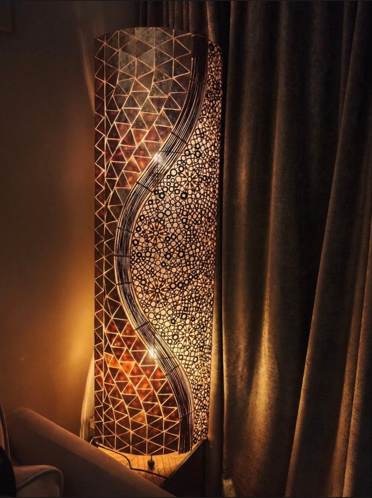 Vloerlamp Bali Schelp Bruin - 149 cm hoog, Ophalen, Overige materialen, Overige fittingen, Zo goed als nieuw