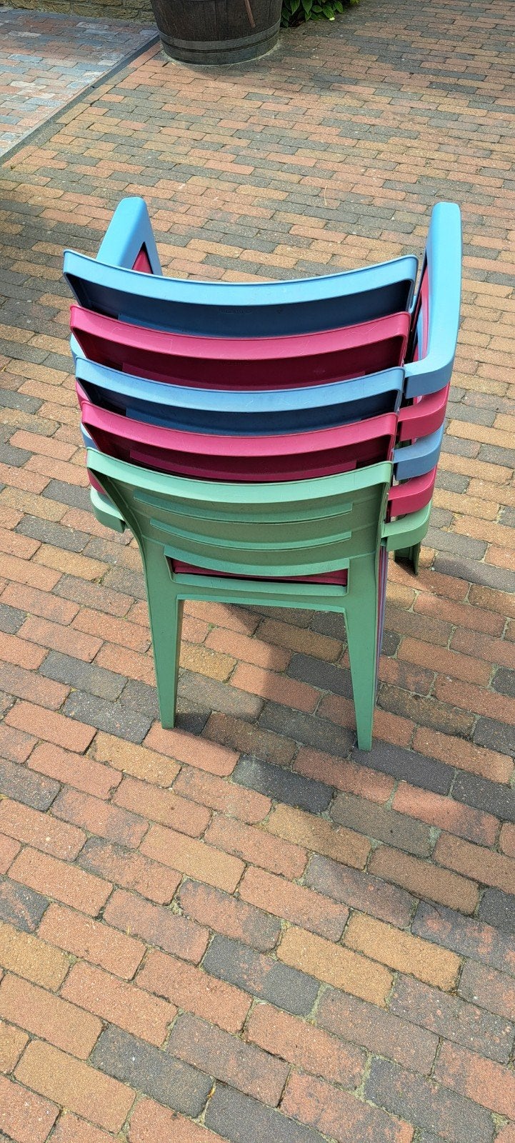 Allibert tuinstoelen (stapelbaar) - 5 stuks, Tuin en Terras, Tuinstoelen, Gebruikt, Kunststof, Stapelbaar, Ophalen