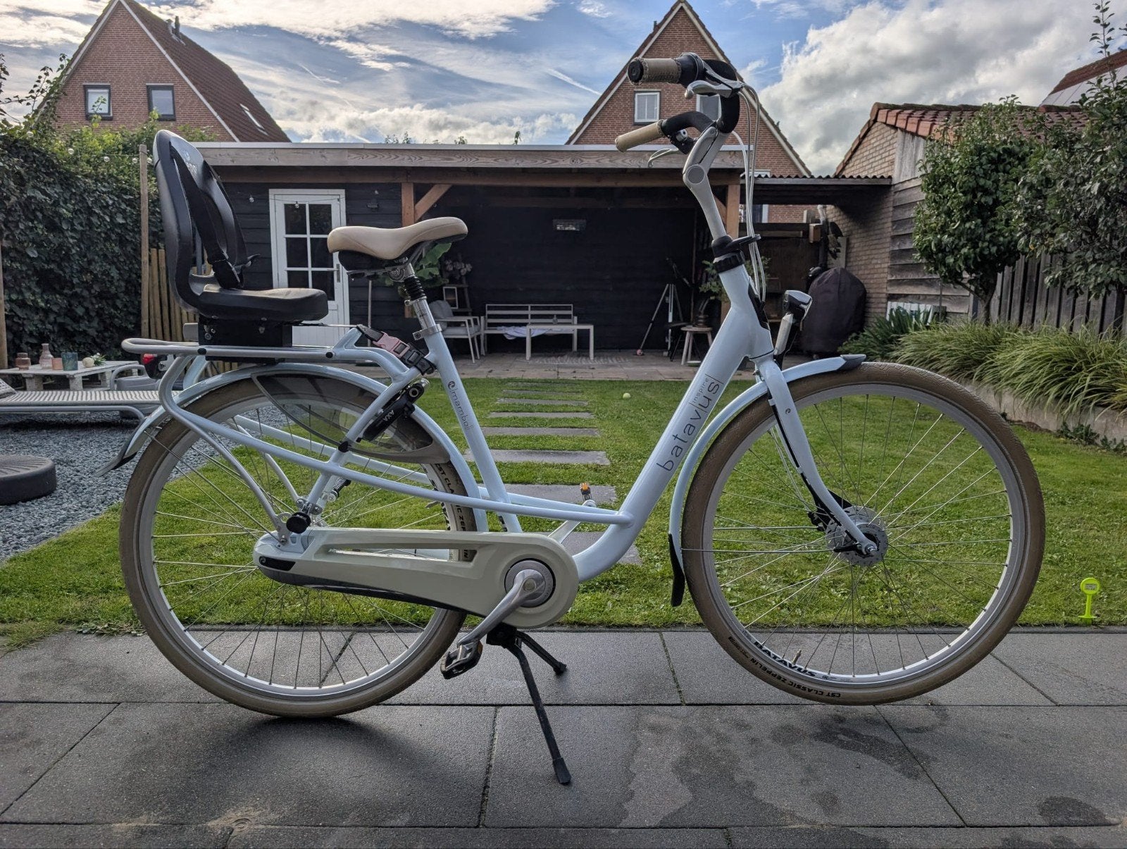 Batavus mambo Inspire Damesfiets met Kinderzitje, Ophalen, Velgrem, Batavus, Zo goed als nieuw