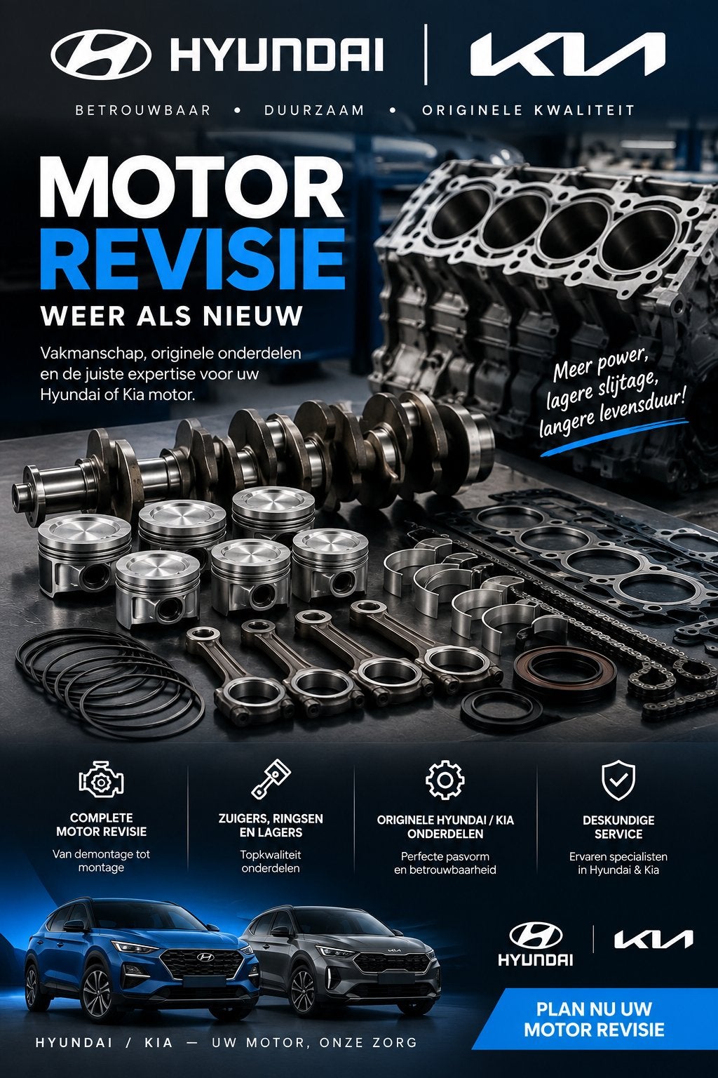 Olieverbruik reparatie hyundai -kia, Garantie, Overige werkzaamheden
