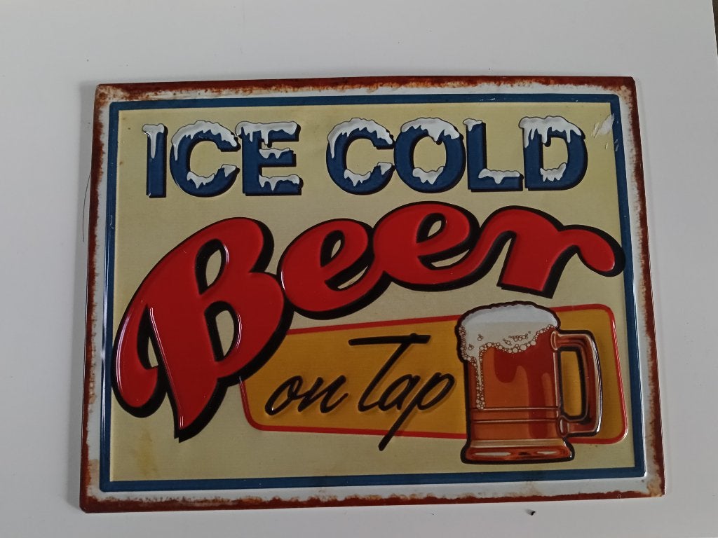 Reclame bord Ice Cold Beer, Ophalen of Verzenden, Zo goed als nieuw, Reclamebord