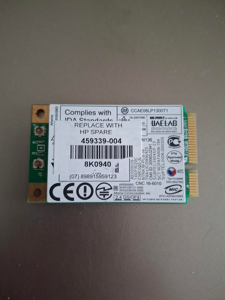 Atheros Wifi kaart ATH-AR5BXB63, Computers en Software, Netwerkkaarten, Ophalen of Verzenden, Zo goed als nieuw, Intern, Qualcomm Atheros