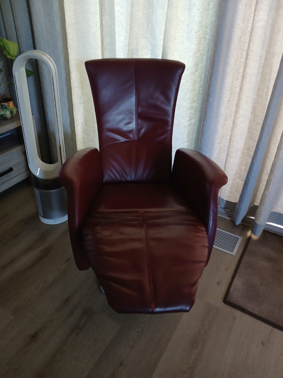 Relaxfauteuil bordeaux rood, Ophalen, Minder dan 50 cm, Gebruikt, Leer
