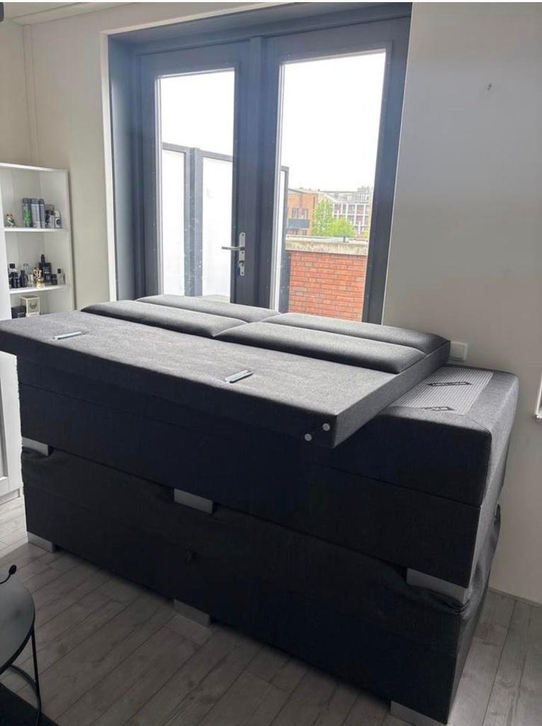 Boxspring, Ophalen, Tweepersoons, 200 cm, Grijs
