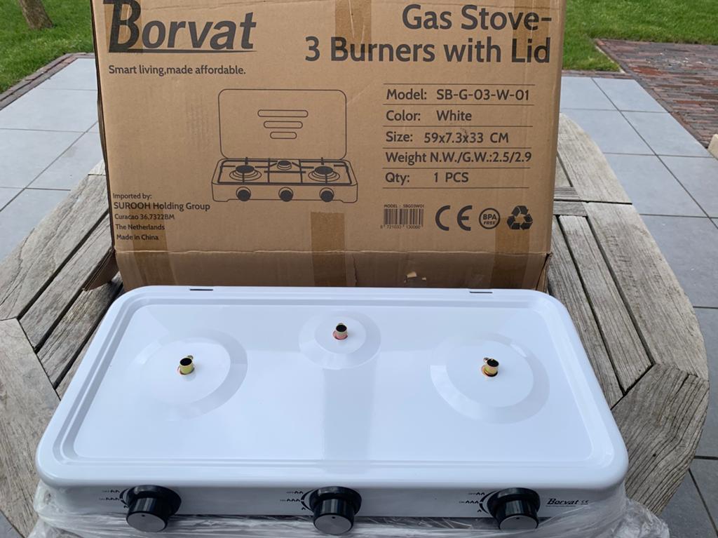 Borvat gasfornuis 3 pits., Witgoed en Apparatuur, Minder dan 85 cm, Nieuw, 3 kookzones of minder, Ophalen of Verzenden