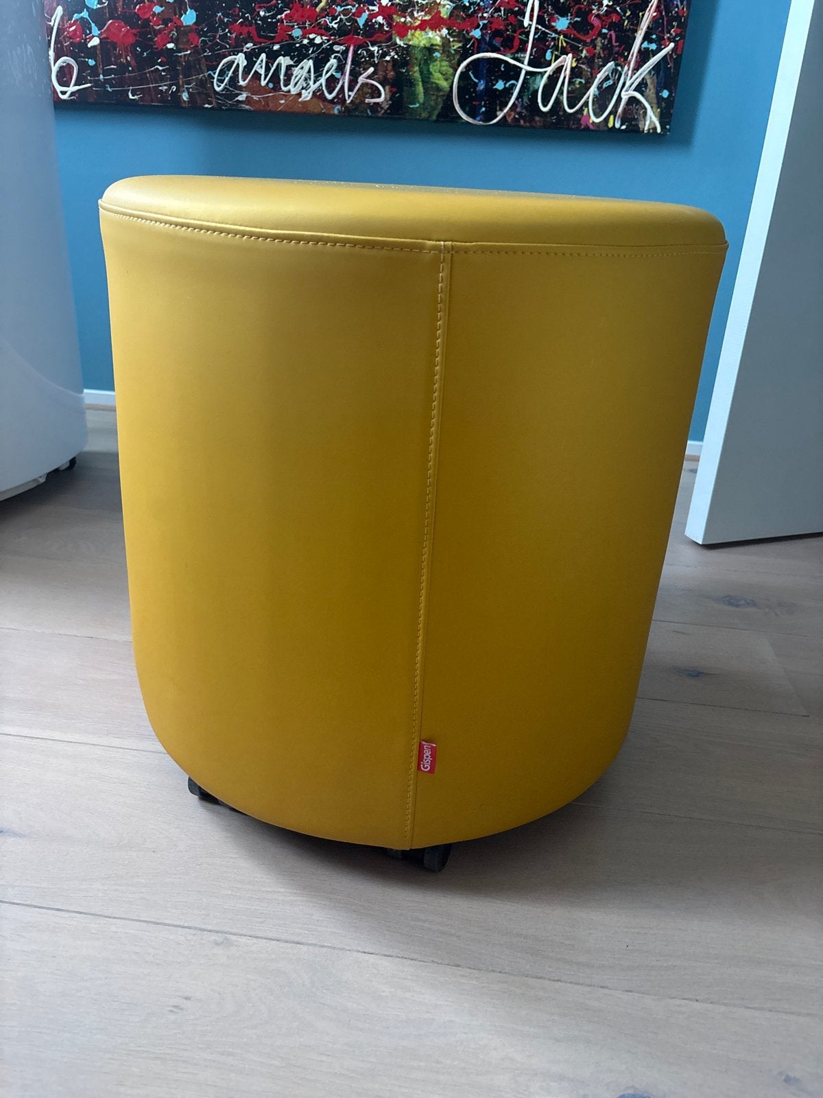 Gispen poef/hocker - geel, Ophalen, Overige materialen, Gebruikt, Rond