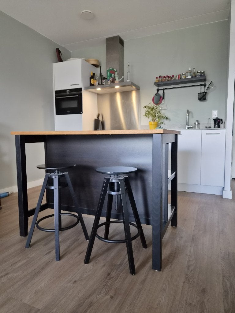 IKEA TYBYN bartafel met 2 stoelen – complete set, Ophalen, Gebruikt, 100 tot 150 cm, 50 tot 100 cm