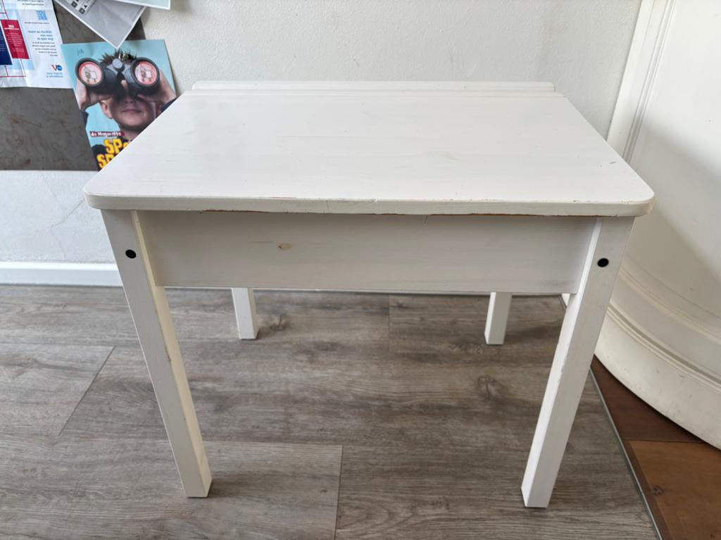 Wit kinderbureau Ikea met opbergruimte klaptafel, Ophalen, Opbergruimte, Gebruikt, Hout