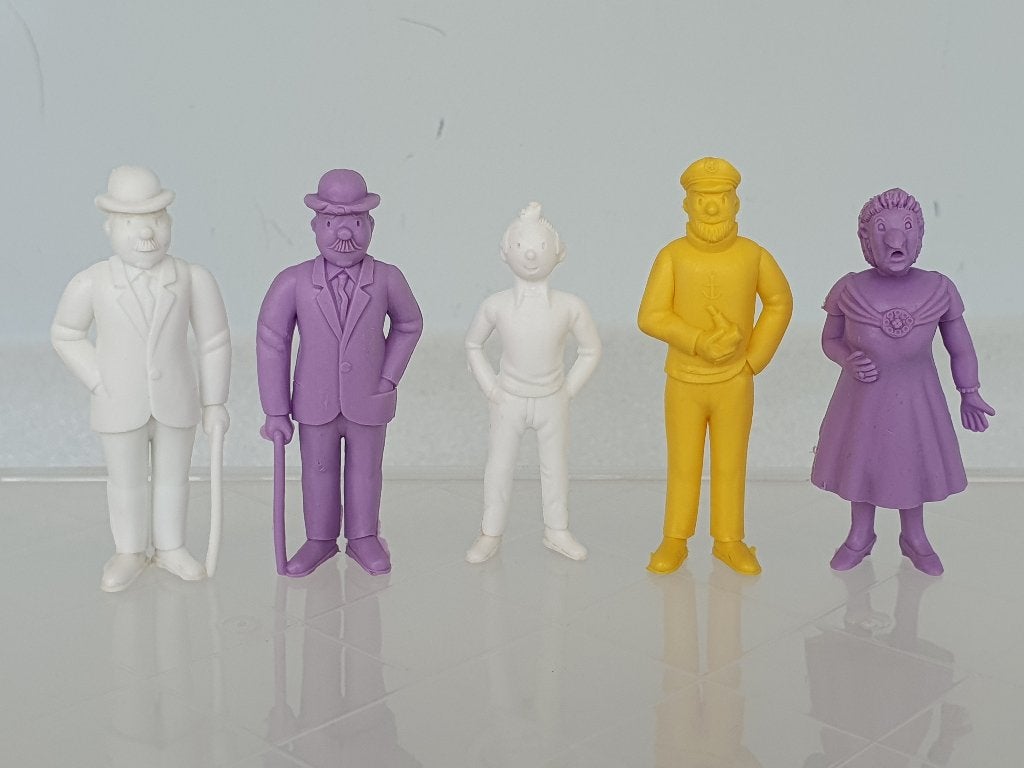 Lot van 5 Kuifje Tintin figuren (Esso, Belvision) (7), Ophalen of Verzenden, Kuifje, Gebruikt, Beeldje of Figuurtje