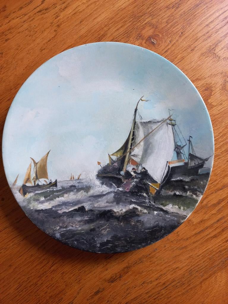 Scherzer Bavaria Wandbord met Zeegezicht en Schepen, Ophalen of Verzenden