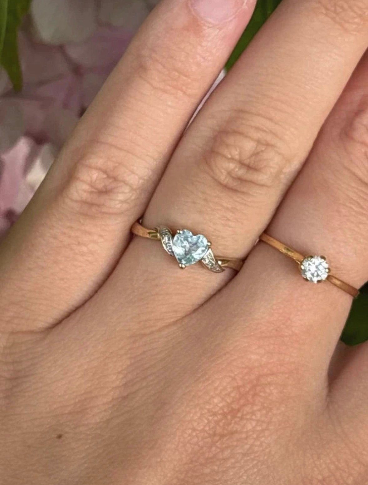 9 karaat gouden ring met topaas en diamant, Dame, Goud, Goud, Met edelsteen