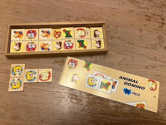 domino spel, hout, dieren 28 stuks, Ophalen of Verzenden, Zo goed als nieuw, Ontdekken