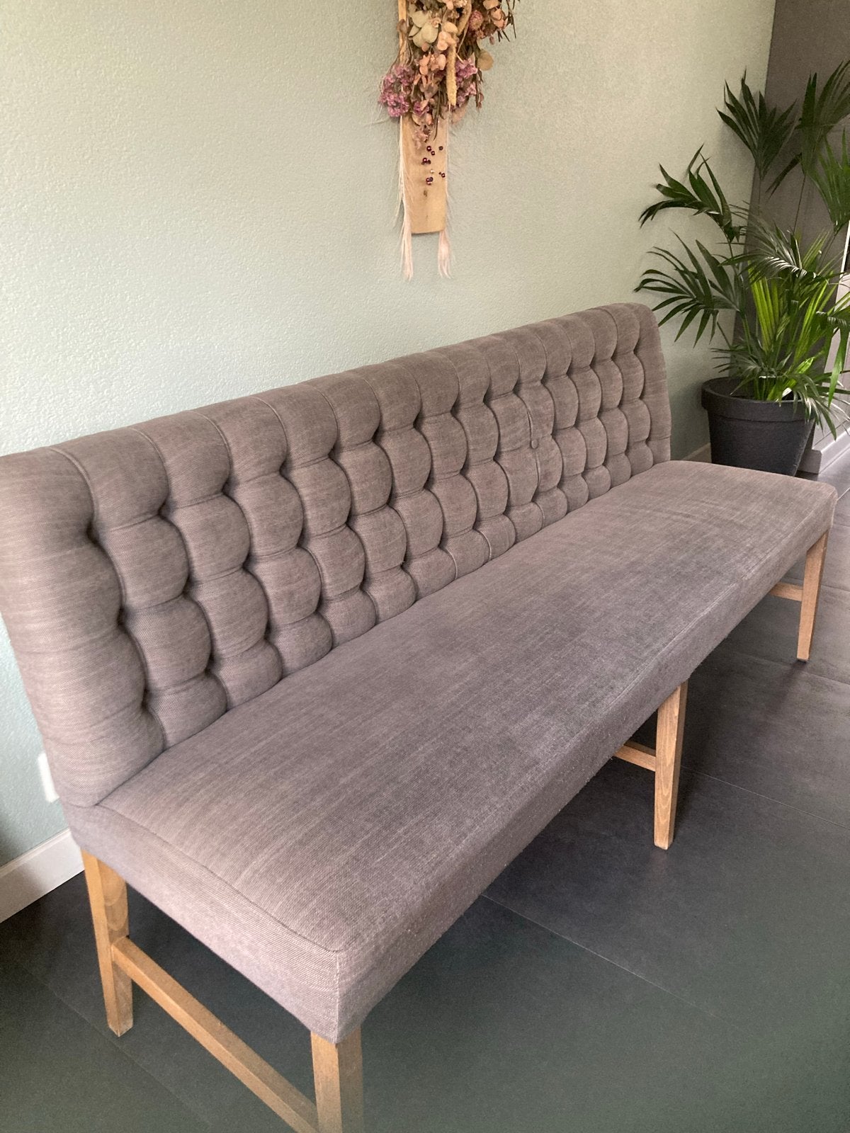 Olav Eetkamerbank - 185 cm lang, antraciet, Ophalen, Gebruikt, Landelijk klassiek, Minder dan 75 cm